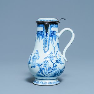 Een Chinese blauw-witte dekselkan met zilveren montuur, Yongzheng — foto 3