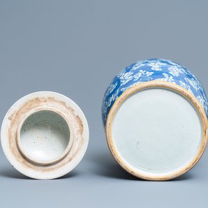 Een Chinese blauw-witte dekselvaas met vlinders, 19e eeuw — foto 6