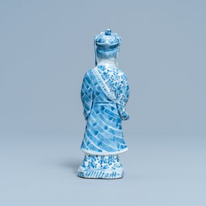 Een Chinese blauw-witte figuur van een staande Bodhisattva, 19e eeuw — foto 4