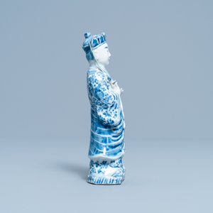 Een Chinese blauw-witte figuur van een staande Bodhisattva, 19e eeuw — foto 5