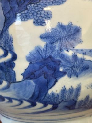 Een Chinese blauw-witte flesvormige vaas met geleerden, Transitie periode — foto 11