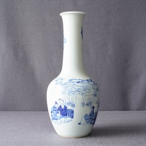 Een Chinese blauw-witte flesvormige vaas met go-spelers, 19/20e eeuw — foto 8