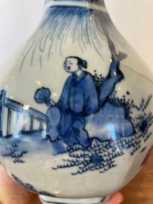Een Chinese blauw-witte flesvormige vaas met Wang Xizhi, Transitie periode — foto 7