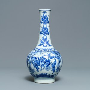 Een Chinese blauw-witte flesvormige vaas, Transitie periode — foto 1