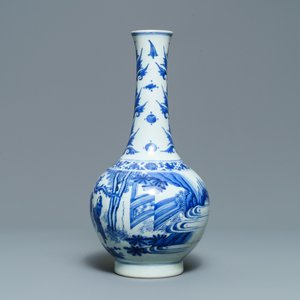 Een Chinese blauw-witte flesvormige vaas, Transitie periode — foto 2