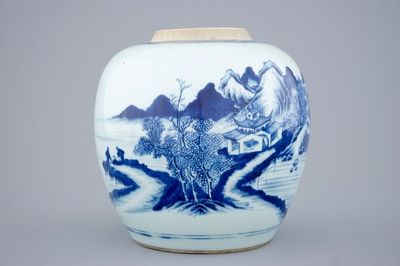 Een Chinese blauw-witte gemberpot, Kangxi