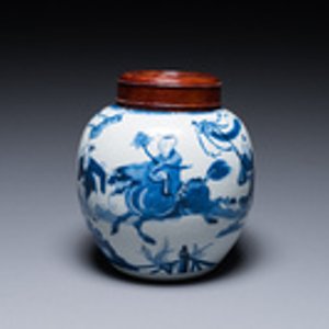 Een Chinese blauw-witte gemberpot met spelende jongens met een qilin, Kangxi — foto 7
