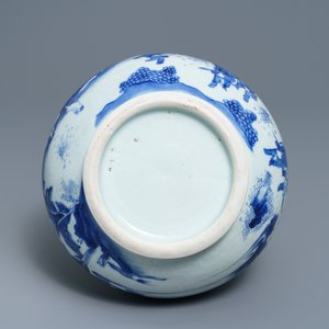 Een Chinese blauw-witte kalebasvaas met figuratief decor, Transitie periode — foto 5