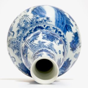 Een Chinese blauw-witte kalebasvaas met geleerden, Transitie periode, Chongzhen — foto 6