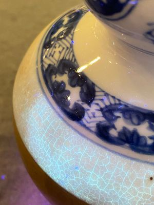 Een Chinese blauw-witte kalebasvaas met lichtbruine fondkleur, Kangxi — foto 10
