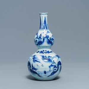 Een Chinese blauw-witte kalebasvaas, Wanli — foto 1