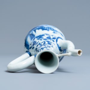 Een Chinese blauw-witte kan met een landschap, Transitie periode — foto 6