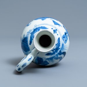 Een Chinese blauw-witte kan met figuren in een landschap, Transitie periode — foto 7