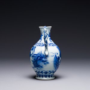 Een Chinese blauw-witte kan met figuren in een landschap, Transitie periode — foto 2