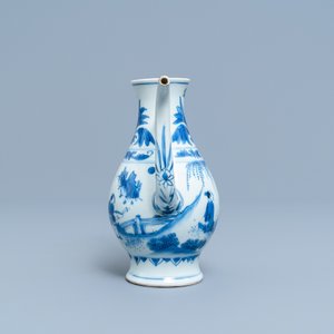 Een Chinese blauw-witte kan met figuren in een landschap, Transitie periode — foto 3