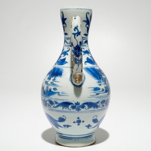 Een Chinese blauw-witte kan met landschapsdecor, Transitie periode, Chongzhen — foto 5