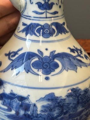 Een Chinese blauw-witte kan met landschapsdecor, Transitie periode — foto 7
