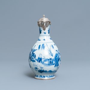 Een Chinese blauw-witte kan met zilveren montuur, Transitie periode — foto 3