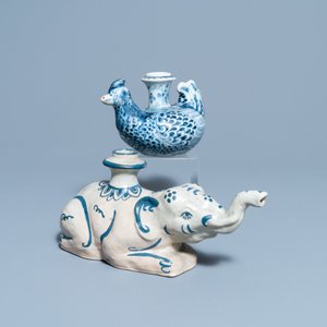 Een Chinese blauw-witte kendi in de vorm van een eend en een Vietnamese in de vorm van een olifant, Ming en 19e eeuw — foto 8