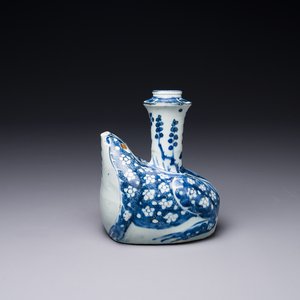 Een Chinese blauw-witte kendi in de vorm van een kikker, Wanli — foto 1
