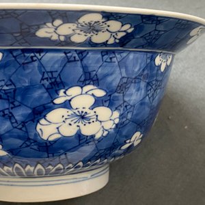 Een Chinese blauw-witte klapmuts kom met decor van prunus op gebroken ijs, Kangxi — foto 10