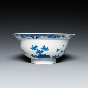 Een Chinese blauw-witte kom met bloesemdecor, Chenghua merk, Kangxi — foto 5