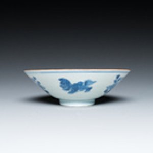 Een Chinese blauw-witte kom met boeddhistische leeuwen, Jiajing merk, Shunzhi — foto 2