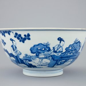 Een Chinese blauw-witte kom met een konijn, Kangxi — foto 2