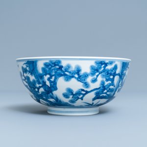 Een Chinese blauw-witte kom met geleerden en hun dienaars, Kangxi merk en periode — foto 5