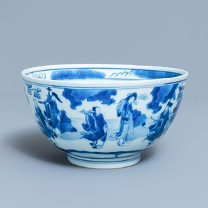 Een Chinese blauw-witte kom met onsterfelijken, Kangxi — foto 1