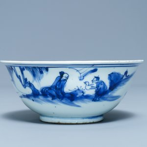 Een Chinese blauw-witte kom met Wang Xizhi, Transitie periode — foto 2