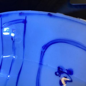 Een Chinese blauw-witte kraakporseleinen schotel en twee borden met eenden, Wanli — foto 20
