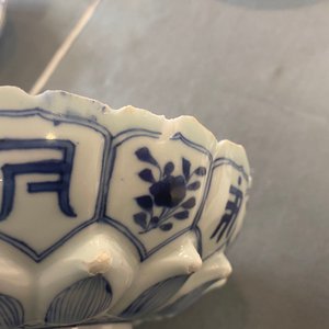 Een Chinese blauw-witte lotus-gemouleerde schotel, Kangxi merk en periode — foto 22