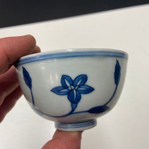 Een Chinese blauw-witte 'paleis' kom, Kangxi — foto 9