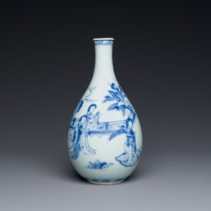 Een Chinese blauw-witte peervormige vaas met verhalend decor, Kangxi — foto 3
