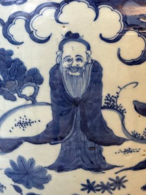 Een Chinese blauw-witte pot met 'Ba Xian Zhu Shou 八仙祝壽', Wanli merk en mogelijk periode — foto 11