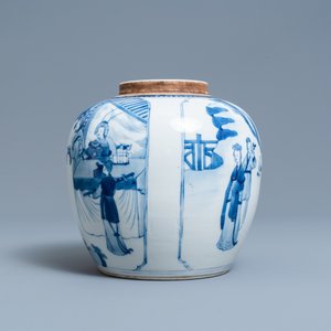 Een Chinese blauw-witte pot met figuratief decor, 19e eeuw — foto 4