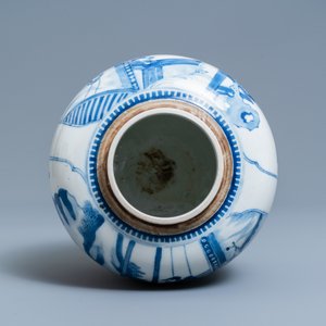 Een Chinese blauw-witte pot met figuratief decor, 19e eeuw — foto 6