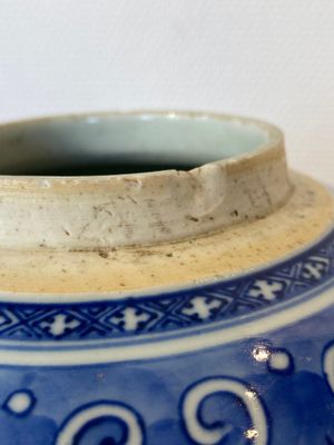 Een Chinese blauw-witte pot met lotusslingers, Qianlong — foto 8