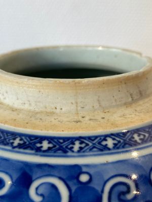 Een Chinese blauw-witte pot met lotusslingers, Qianlong — foto 9