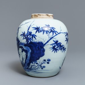 Een Chinese blauw-witte pot met vogels bij bloesems, Transitie periode — foto 5