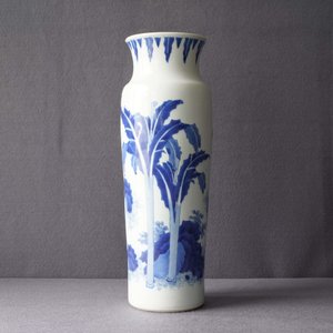 Een Chinese blauw-witte rouleau vaas met een zeldzame voorstelling van Zhang Xiang, Transitie periode — foto 9