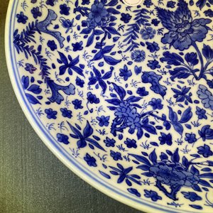 Een Chinese blauw-witte schotel met floraal decor, Kangxi — foto 8