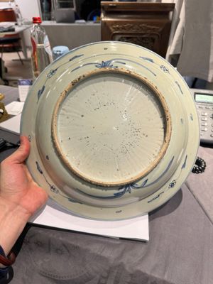 Een Chinese blauw-witte schotel met vogels bij een vijver, Jiajing — foto 5