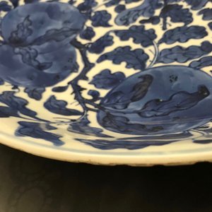 Een Chinese blauw-witte schotel met vruchten in gebladerte, Kangxi — foto 4