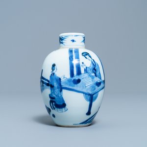 Een Chinese blauw-witte theebus met deksel, Kangxi — foto 1