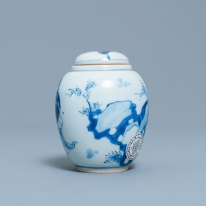 Een Chinese blauw-witte theebus met deksel met spelende jongens, Kangxi — foto 2