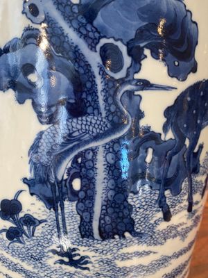 Een Chinese blauw-witte vaas met een hert en een kraanvogel, Tao Cheng Tang 陶成堂 merk, 18/19e eeuw — foto 14