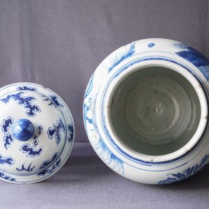 Een Chinese blauw-witte vaas met figuren in een landschap, Kangxi — foto 9