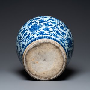 Een Chinese blauw-witte vaas met lotusslingers, Kangxi — foto 5